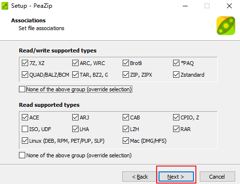 PeaZip 文件关联设置